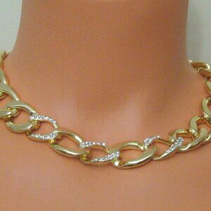 Material Girl Necklace, Gold-Tone Rhinestone Thick Chain Necklace
